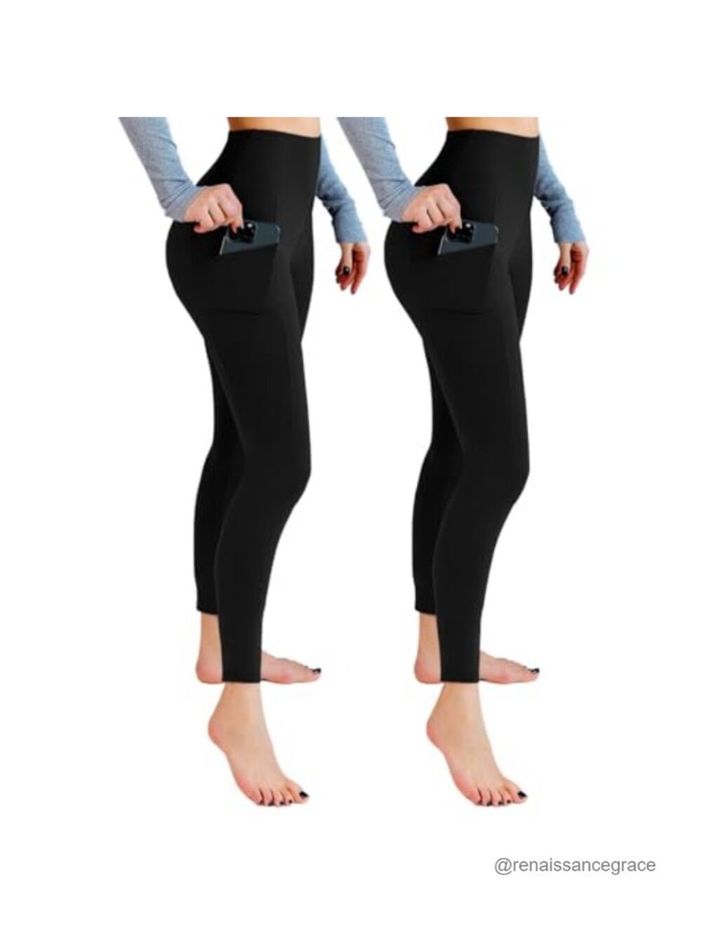High Waist Leggings with Pockets, 2-Pack, Yoga Pants, Workout